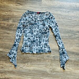 TRIPP NYC Daang Goodman Faces Stylish Women's Graphic Top Medium/Large New